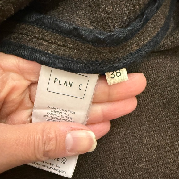 PLAN C Roll-neck Wool Cape Jacket In Brown Sz 38 = US 4 - Picture 12 of 15